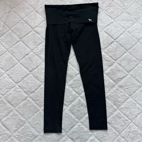 Victoria's Secret PINK | Black Mid-rise Fold Over Yoga Pants | Size Small - Picture 2 of 11